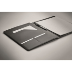 Porte-documents A4 en cuir synthétique avec poches et bloc-notes ligné couleur noir troisième vue photographique
