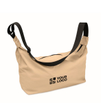 Sac bandoulière urbain en nylon déperlant avec sangle réglable couleur kaki vue avec zone d'impression