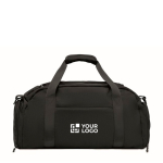 Sac de sport en nylon avec sangle trolley et bandoulière 20 L couleur noir vue avec zone d'impression