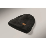 Bonnet unisexe avec doublure polaire, ourlet et taille unique couleur noir troisième vue photographique