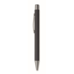 Stylo en aluminium recyclé avec finition caoutchoutée et encre bleue couleur noir deuxième vue