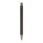 Stylo en aluminium recyclé avec finition caoutchoutée et encre bleue couleur noir quatrième vue
