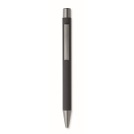Stylo en aluminium recyclé avec finition caoutchoutée et encre bleue couleur noir cinquième vue