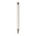 Stylo en aluminium recyclé avec finition caoutchoutée et encre bleue couleur blanc quatrième vue
