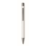 Stylo en aluminium recyclé avec finition caoutchoutée et encre bleue couleur blanc cinquième vue