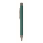 Stylo en aluminium recyclé avec finition caoutchoutée et encre bleue couleur vert deuxième vue
