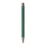 Stylo en aluminium recyclé avec finition caoutchoutée et encre bleue couleur vert quatrième vue