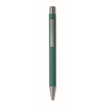 Stylo en aluminium recyclé avec finition caoutchoutée et encre bleue couleur vert cinquième vue