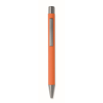 Stylo en aluminium recyclé avec finition caoutchoutée et encre bleue couleur orange cinquième vue