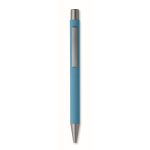 Stylo en aluminium recyclé avec finition caoutchoutée et encre bleue couleur turquoise cinquième vue