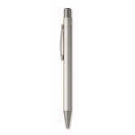 Stylo en aluminium recyclé avec finition caoutchoutée et encre bleue couleur argenté deuxième vue
