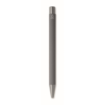 Stylo en aluminium recyclé avec finition caoutchoutée et encre bleue couleur gris foncé quatrième vue