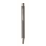Stylo en aluminium recyclé avec finition caoutchoutée et encre bleue couleur gris foncé cinquième vue
