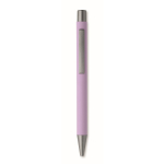 Stylo en aluminium recyclé avec finition caoutchoutée et encre bleue couleur violet cinquième vue