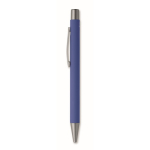 Stylo en aluminium recyclé avec finition caoutchoutée et encre bleue couleur bleu roi deuxième vue
