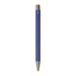 Stylo en aluminium recyclé avec finition caoutchoutée et encre bleue couleur bleu roi quatrième vue