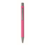 Stylo en aluminium recyclé avec finition caoutchoutée et encre bleue couleur fuchsia cinquième vue