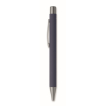 Stylo en aluminium recyclé avec finition caoutchoutée et encre bleue couleur bleu marine deuxième vue