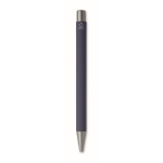 Stylo en aluminium recyclé avec finition caoutchoutée et encre bleue couleur bleu marine quatrième vue
