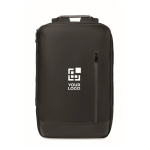 Sac à dos pour PC avec détails en PU et sangle pour trolley 15'' couleur noir vue avec zone d'impression