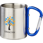 Mug isotherme double paroi avec mousqueton intégré 200 ml couleur bleu vue avec impression sérigraphique