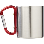Mug isotherme double paroi avec mousqueton intégré 200 ml couleur rouge deuxième vue arrière