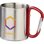 Mug isotherme double paroi avec mousqueton intégré 200 ml couleur rouge vue avec impression sérigraphique