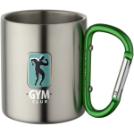 Mug isotherme double paroi avec mousqueton intégré 200 ml couleur vert vue avec impression sérigraphique