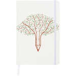 Carnet A5 à points avec élastique et ruban ton sur ton couleur blanc