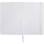 Carnet A5 à points avec élastique et ruban ton sur ton couleur blanc troisième vue frontale