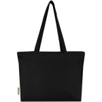 Sac cabas coton avec fermeture et anses longues 320 g/m² couleur noir deuxième vue arrière