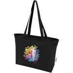 Sac cabas coton avec fermeture et anses longues 320 g/m² couleur noir