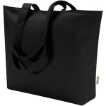 Sac cabas coton avec fermeture et anses longues 320 g/m² couleur noir deuxième vue