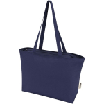 Sac cabas coton avec fermeture et anses longues 320 g/m² couleur bleu marine