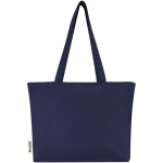 Sac cabas coton avec fermeture et anses longues 320 g/m² couleur bleu marine deuxième vue arrière