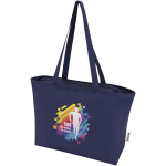 Sac cabas coton avec fermeture et anses longues 320 g/m² couleur bleu marine