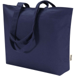 Sac cabas coton avec fermeture et anses longues 320 g/m² couleur bleu marine deuxième vue