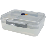 Boîte repas plastique à plusieurs compartiments 1,45 L couleur gris clair vue avec impression sérigraphique