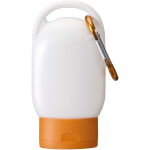 Crème solaire SPF30 avec mousqueton parfum vanille 30 ml couleur orange troisième vue frontale