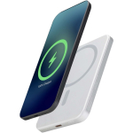 Batterie externe magnétique sans fil compacte 5 000 mAh couleur argenté