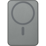 Batterie externe magnétique sans fil compacte 5 000 mAh couleur argenté brillant deuxième vue arrière