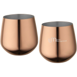 Lot de deux mugs inox finition or rose élégante 540 ml couleur rose vue impression avec logo 2