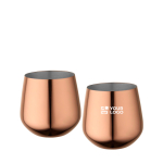 Lot de deux mugs inox finition or rose élégante 540 ml avec zone d'impression