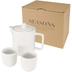 Théière avec deux tasses en céramique pour le thé 600 ml couleur blanc