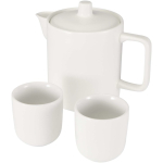 Théière avec deux tasses en céramique pour le thé 600 ml couleur blanc deuxième vue