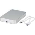Batterie externe magnétique aluminium recyclé 10 000 mAh couleur argenté deuxième vue