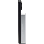 Batterie externe magnétique aluminium recyclé 10 000 mAh couleur argenté vue latérale