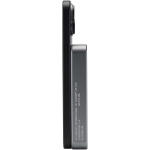 Batterie externe magnétique aluminium recyclé 10 000 mAh couleur argenté brillant vue latérale