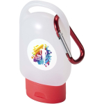 Gel pour les mains de poche avec mousqueton et parfum d'agrumes 30 ml couleur rouge