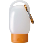 Gel pour les mains de poche avec mousqueton et parfum d'agrumes 30 ml couleur orange troisième vue frontale